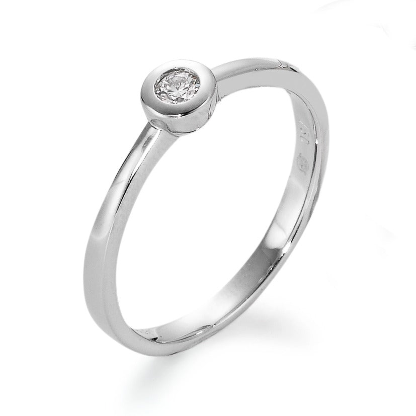 Solitaire ring 750/18K krt witgoud Diamant wit, 0.07 ct, [Brillant], w-si