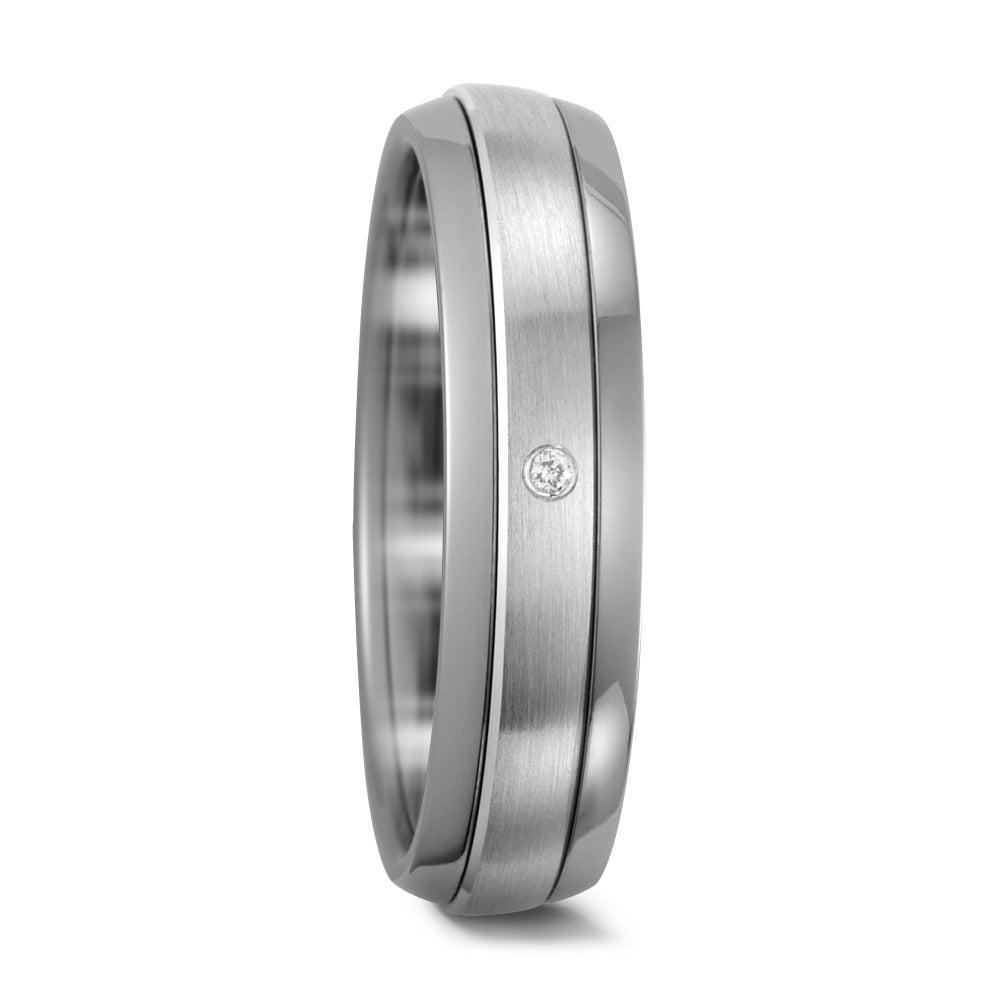 Ring Titanium, 585/14K witgoud Diamant 0.01 ct, w-pi1