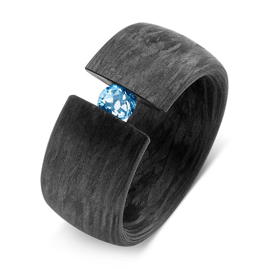 Ring Carbon Topaas blauw