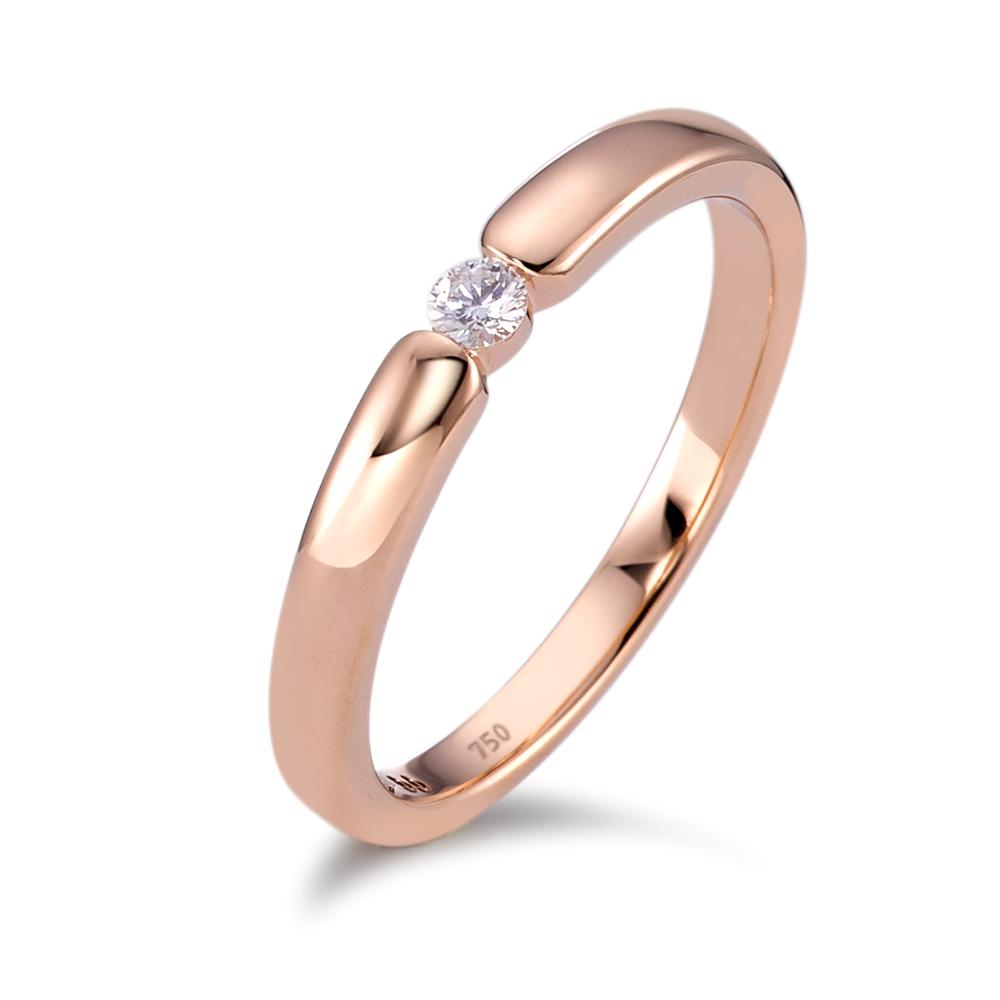 Solitaire ring 750/18 krt roségoud Diamant wit, 0.06 ct, [Brillant], w-si