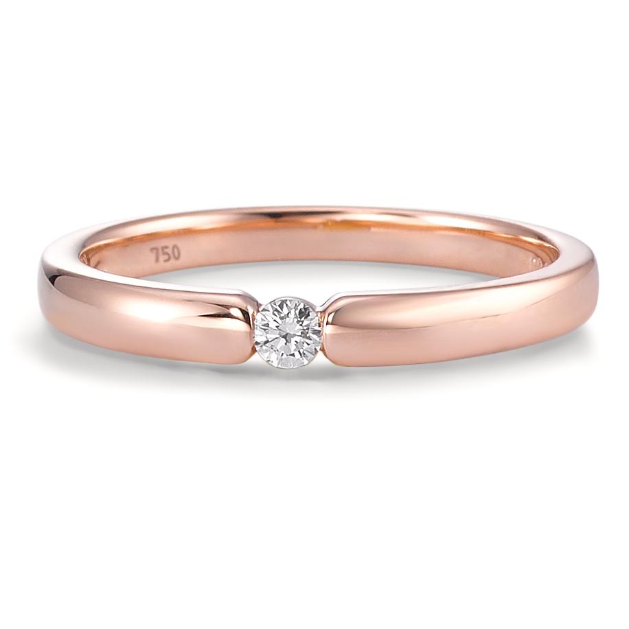 Solitaire ring 750/18 krt roségoud Diamant wit, 0.06 ct, [Brillant], w-si