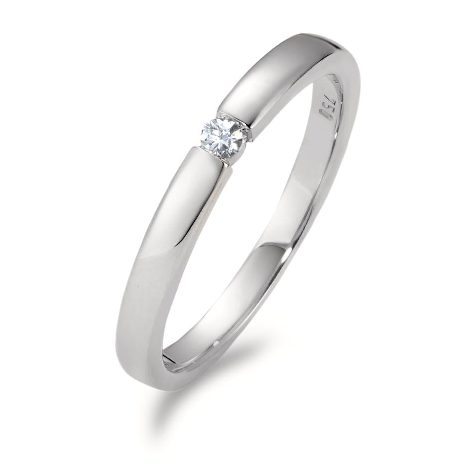 Solitaire ring 750/18K krt witgoud Diamant wit, 0.05 ct, [Brillant], w-si