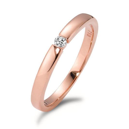 Solitaire ring 750/18 krt roségoud Diamant wit, 0.05 ct, [Brillant], w-si