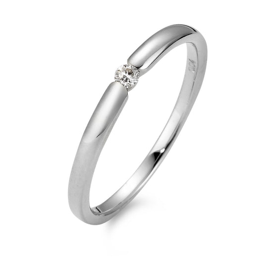 Solitaire ring 750/18K krt witgoud Diamant wit, 0.04 ct, [Brillant], w-si