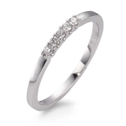 Memory ring 750/18K krt witgoud Diamant wit, 0.10 ct, 5 Steen, [Brillant], w-si