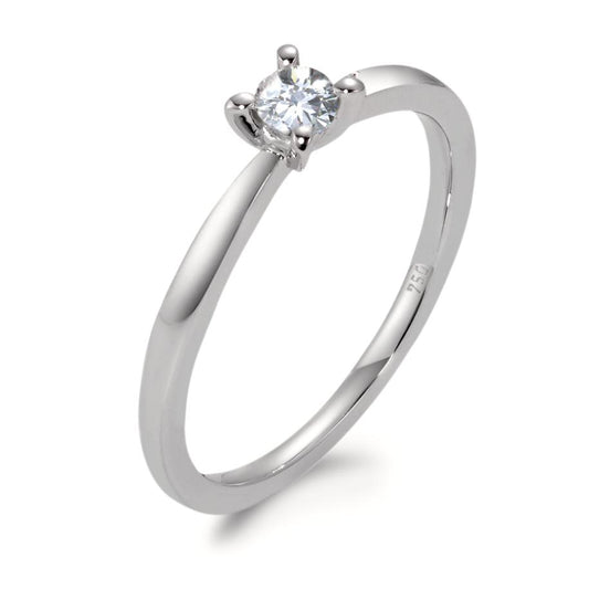 Solitaire ring 750/18K krt witgoud Diamant wit, 0.15 ct, [Brillant], w-si