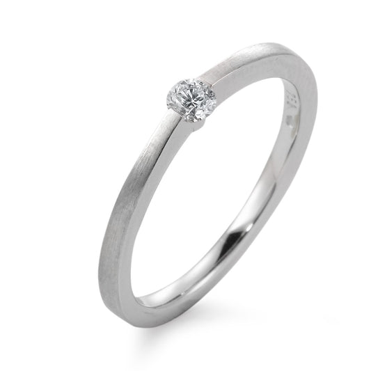 Solitaire ring 750/18K krt witgoud Diamant wit, 0.10 ct, [Brillant], w-si