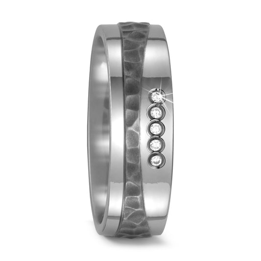 Partnerring Titanium Diamant 0.05 ct, 5 Steen, w-si