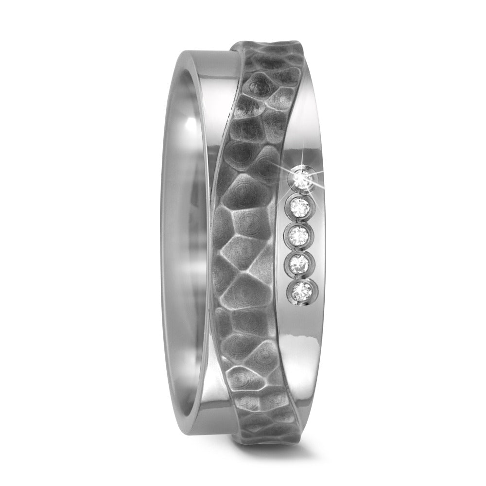 Partnerring Titanium Diamant 0.05 ct, 5 Steen, w-si