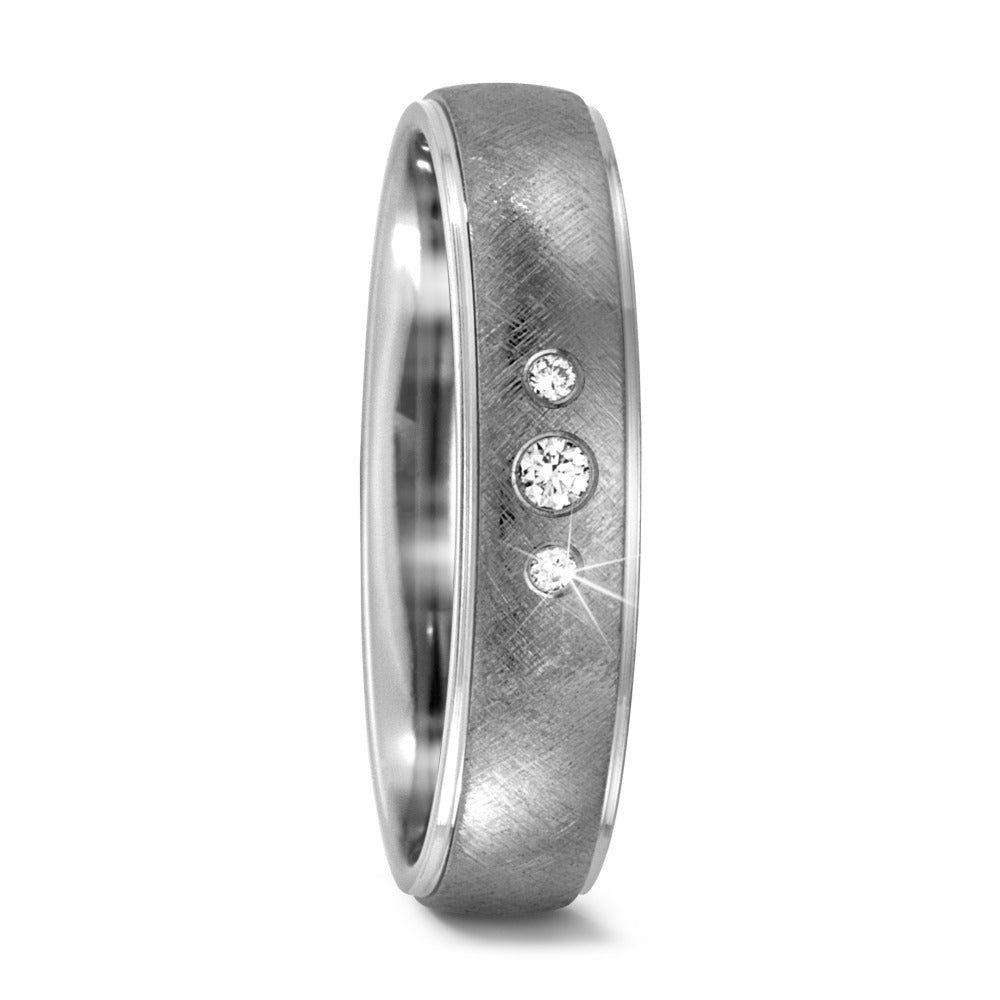 Partnerring Titanium Diamant 0.05 ct, 3 Steen, w-si