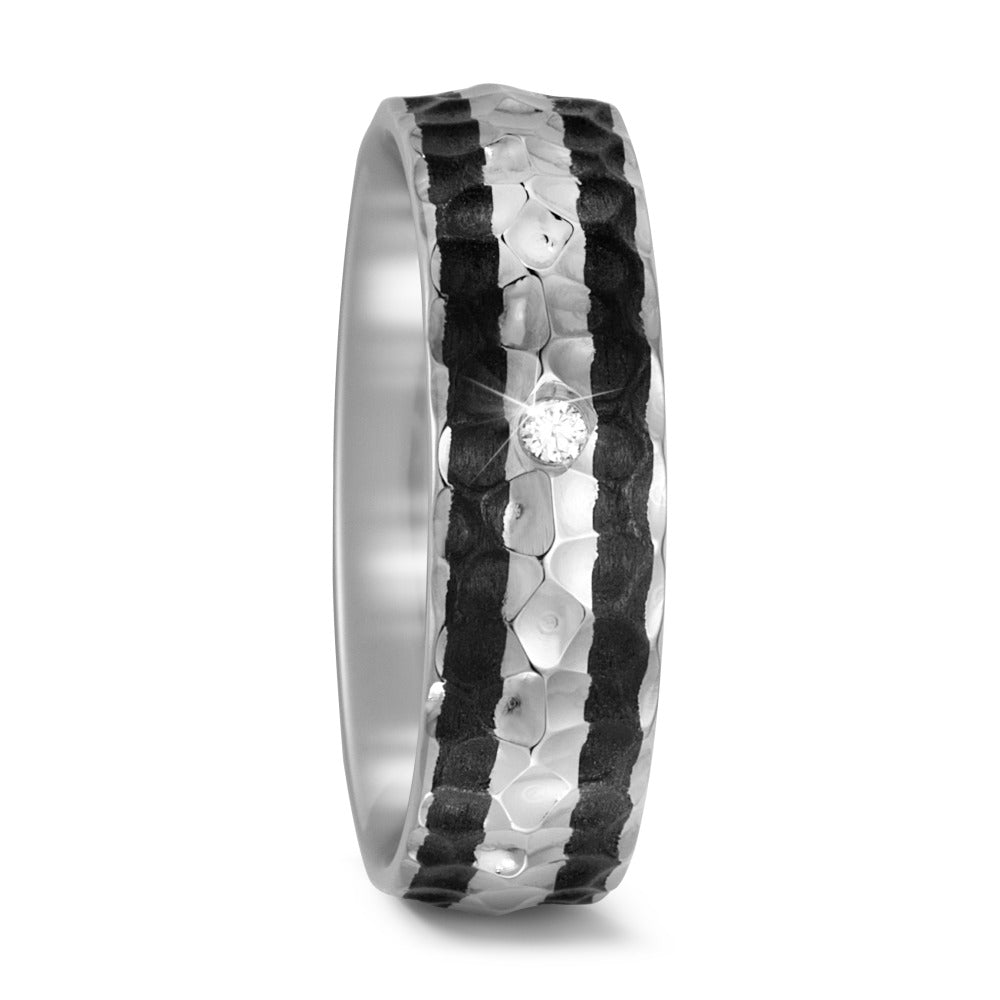 Partnerring Titanium, Carbon Diamant 0.03 ct, w-si