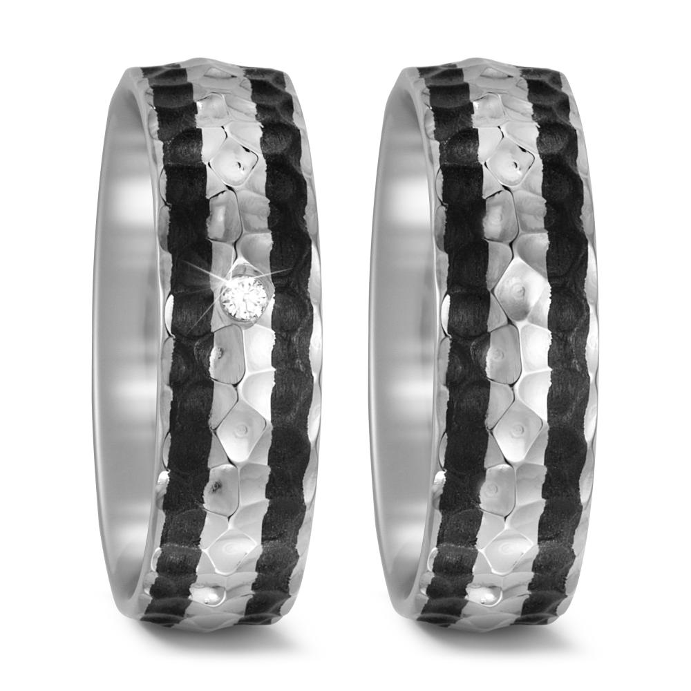 Partnerring Titanium, Carbon Diamant 0.03 ct, w-si