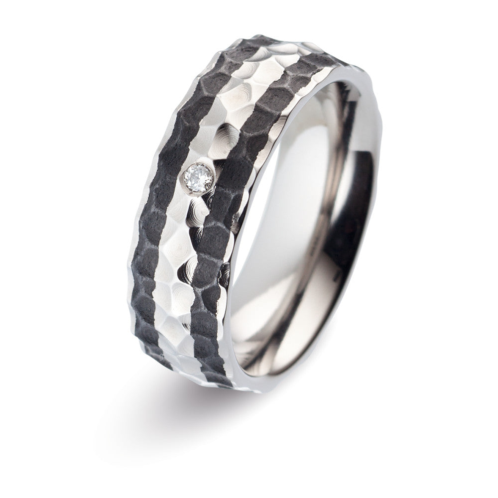 Partnerring Titanium, Carbon Diamant 0.03 ct, w-si