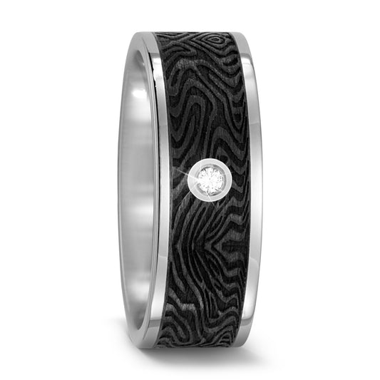 Partnerring Titanium, Carbon Diamant 0.03 ct, w-si