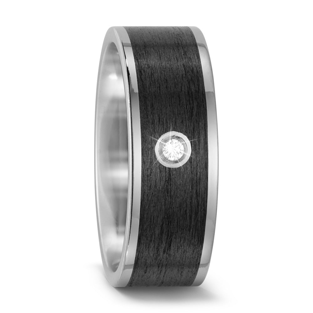 Partnerring Titanium, Carbon Diamant 0.03 ct, w-si