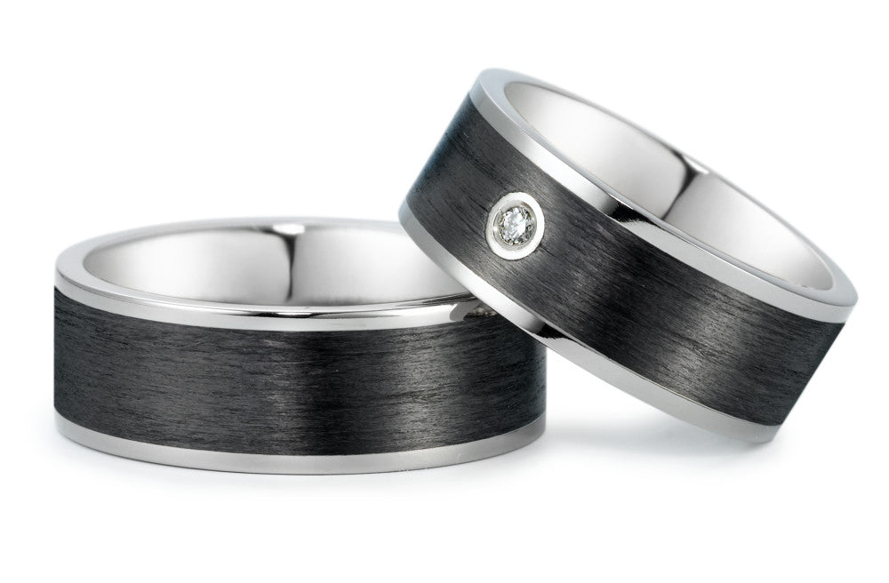 Partnerring Titanium, Carbon Diamant 0.03 ct, w-si