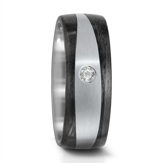 Partnerring Titanium, Carbon Diamant 0.05 ct, w-si