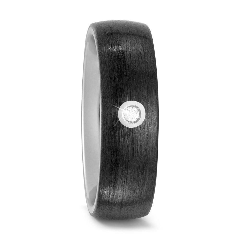 Partnerring Titanium, Carbon Diamant 0.03 ct, w-si