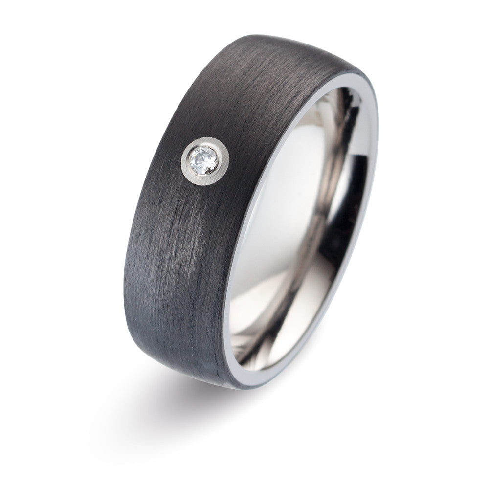 Partnerring Titanium, Carbon Diamant 0.03 ct, w-si