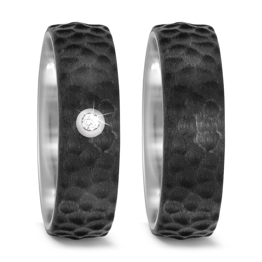 Partnerring Titanium, Carbon Diamant 0.03 ct, w-si