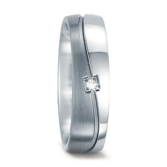 Partnerring Roestvrijstaal Diamant 0.013 ct, w-si