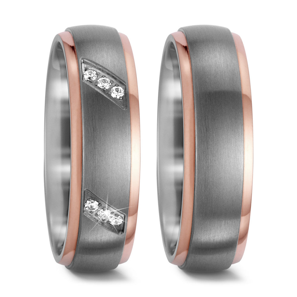 Partnerring Titanium Zirkonia 15 Steen IP-gecoat