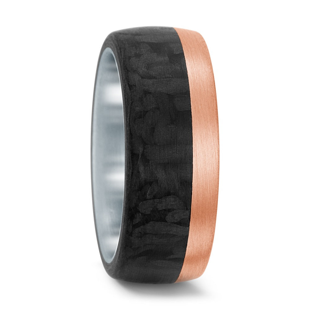 Partnerring Roestvrijstaal, 750/18K roségoud, Carbon