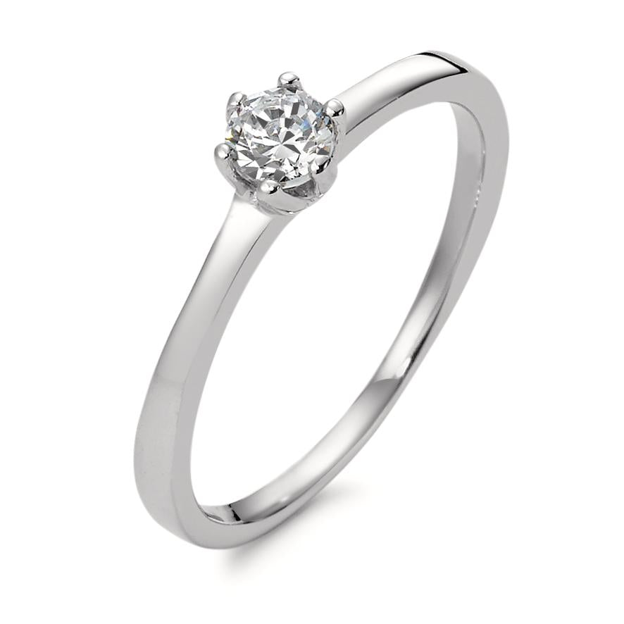 Solitaire ring 375/9 krt witgoud Zirkonia Ø4 mm