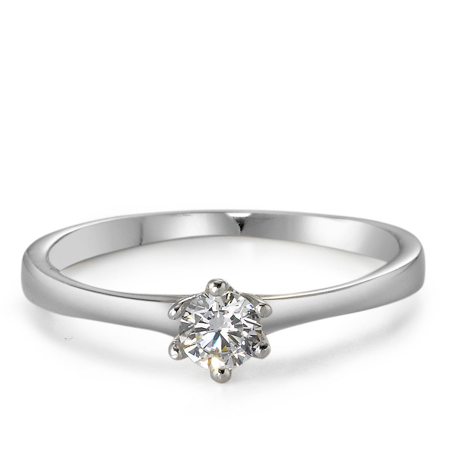 Solitaire ring 375/9 krt witgoud Zirkonia Ø4 mm