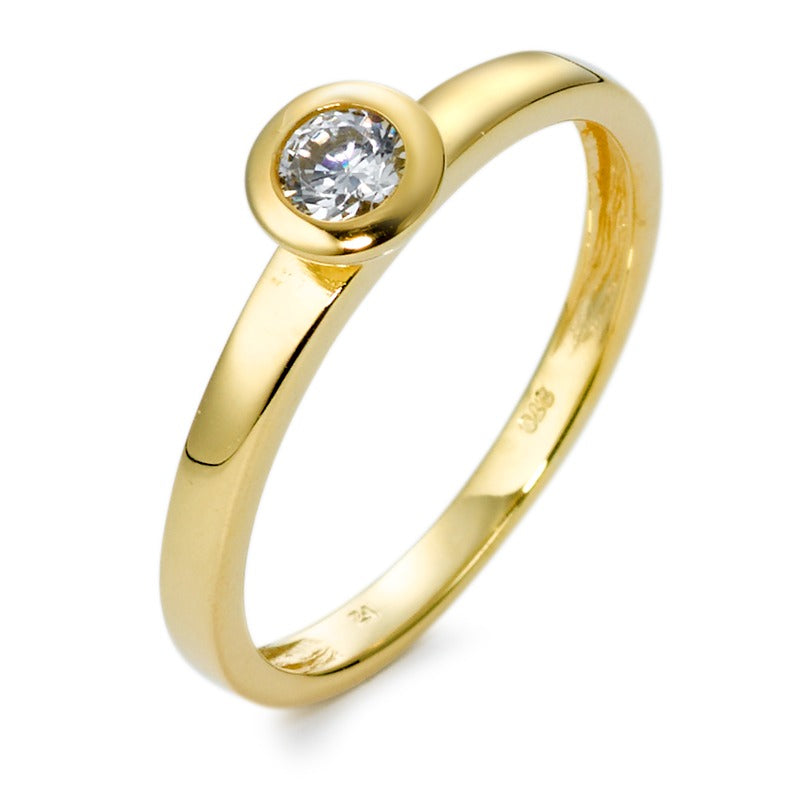 Solitaire ring 375/9 krt geel goud Zirkonia Ø5 mm