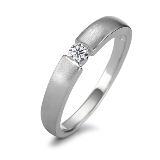 Solitaire ring Zilver Zirkonia Gerhodineerd