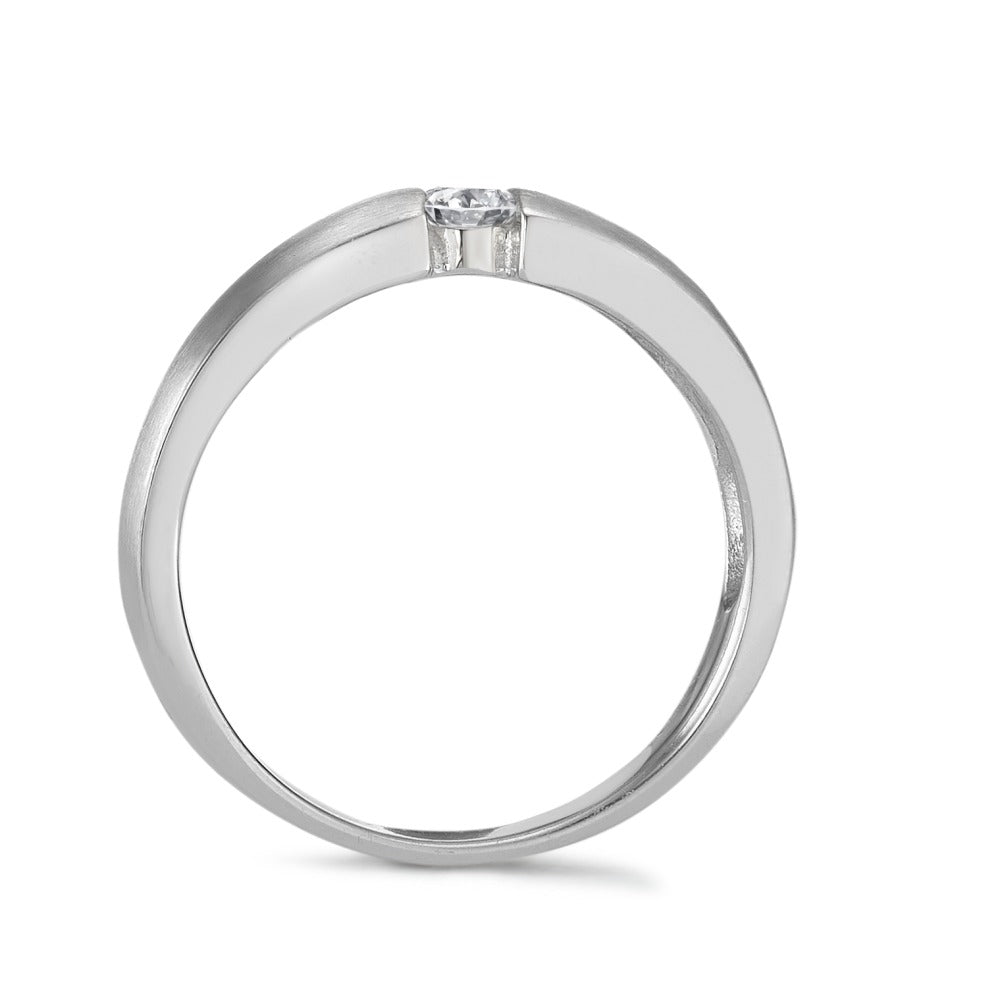 Solitaire ring Zilver Zirkonia Gerhodineerd