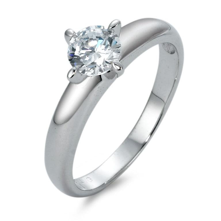 Solitaire ring 375/9 krt witgoud Zirkonia Ø6 mm