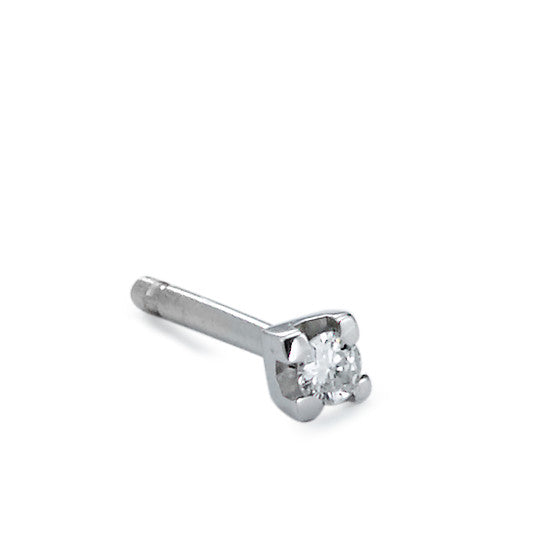 Oorknop 1 stuk 750/18K krt witgoud Diamant 0.03 ct, vsi