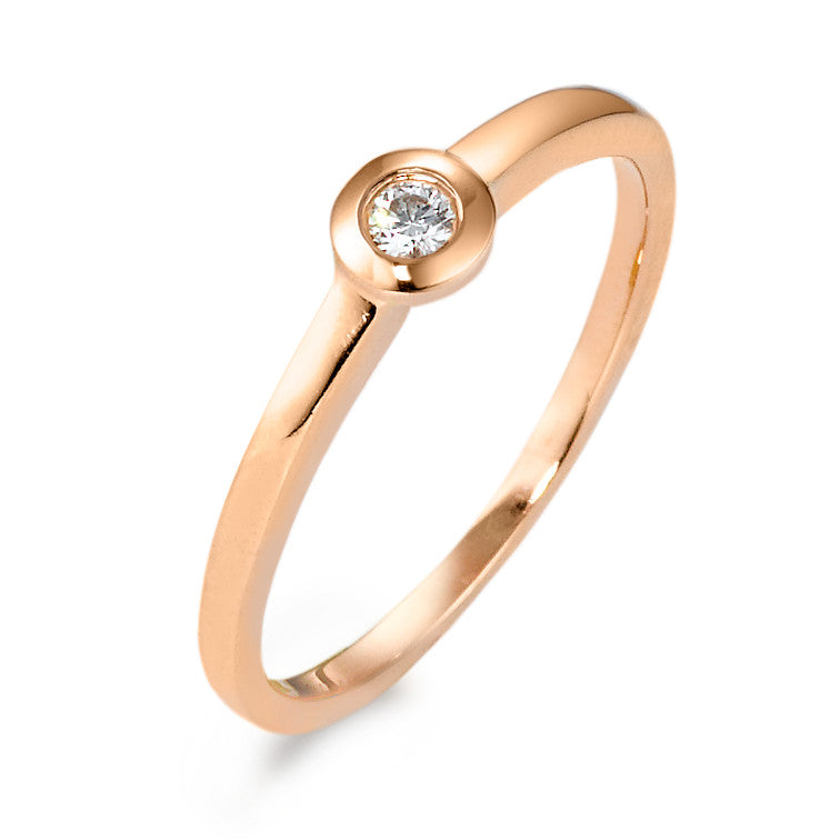 Solitaire ring 585/14 krt roségoud Diamant 0.05 ct, w-si