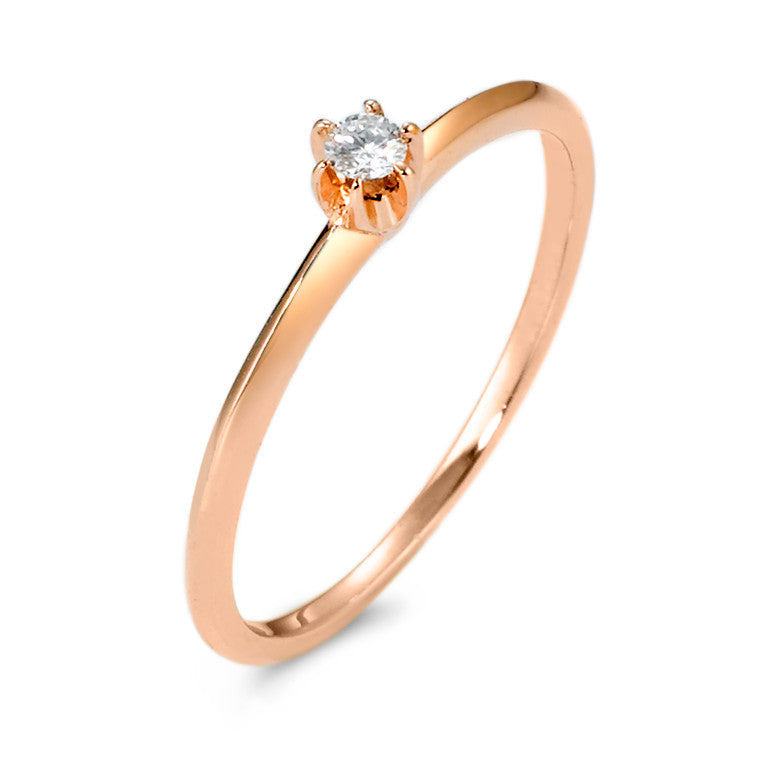 Solitaire ring 585/14 krt roségoud Diamant 0.05 ct, w-si