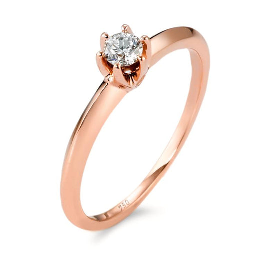 Solitaire ring 585/14 krt roségoud Diamant 0.15 ct, w-si