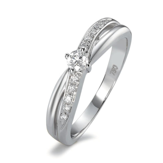 Ring 750/18K krt witgoud Diamant 0.16 ct, 11 Steen, w-si