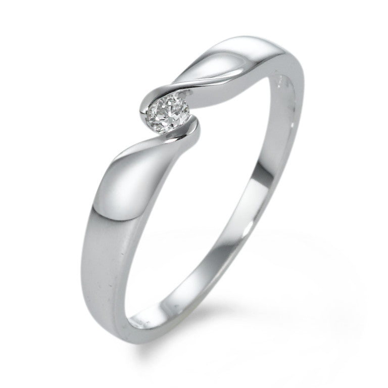 Solitaire ring 750/18K krt witgoud Diamant 0.05 ct, w-si