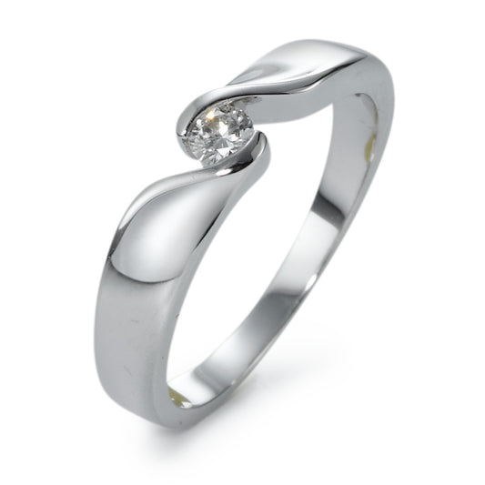 Solitaire ring 750/18K krt witgoud Diamant 0.10 ct, w-si