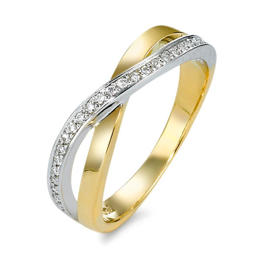 Ring 750/18 krt geel goud, 750/18K krt witgoud Diamant 0.13 ct, 27 Steen, w-si