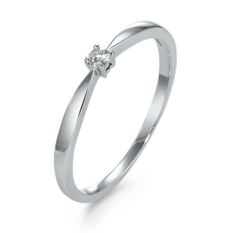 Solitaire ring 750/18K krt witgoud Diamant 0.05 ct, w-si