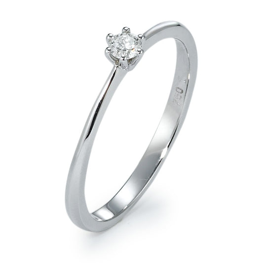 Solitaire ring 750/18K krt witgoud Diamant 0.11 ct, w-si