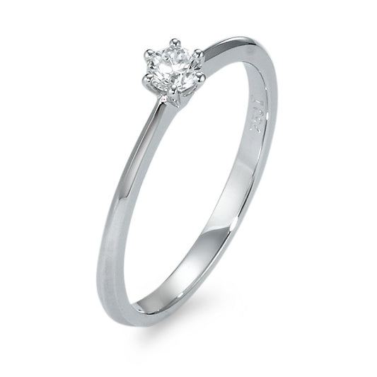 Solitaire ring 750/18K krt witgoud Diamant 0.15 ct, w-si