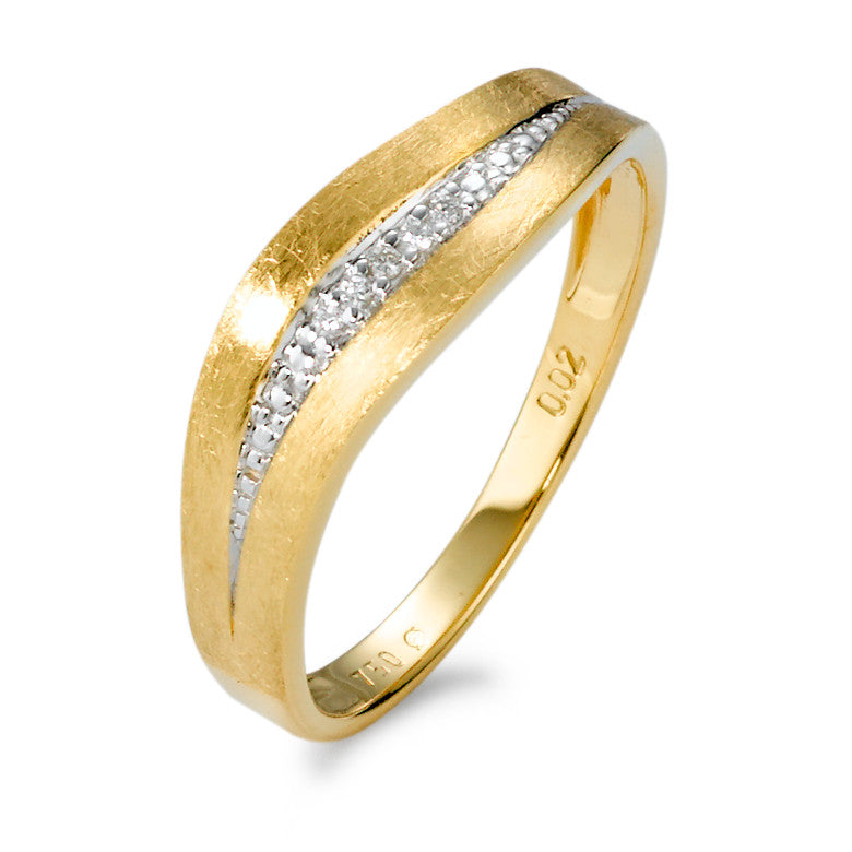 Ring 750/18 krt geel goud Diamant wit, 0.02 ct, 5 Steen, [Brillant], w-si