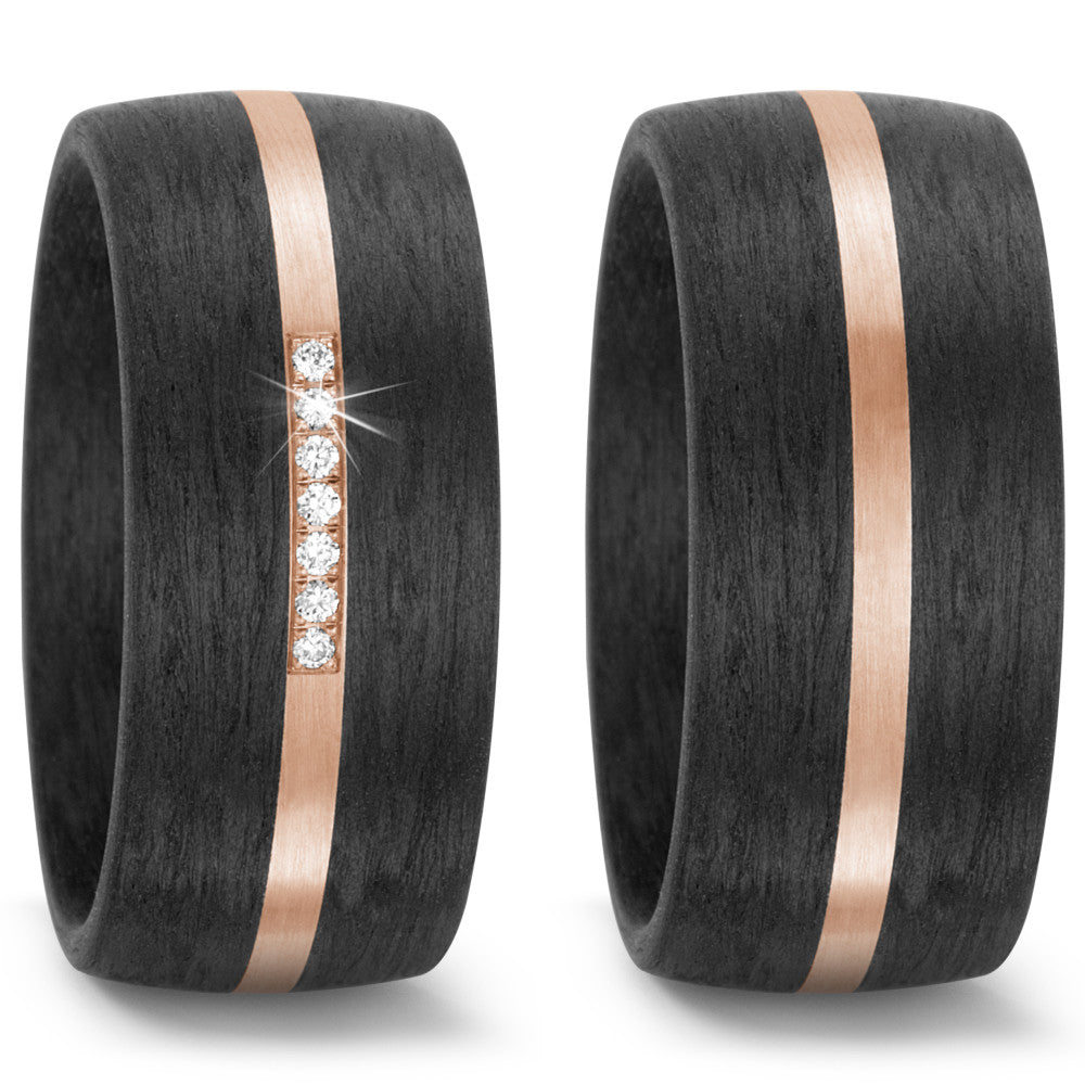 Partnerring 585/14 krt roségoud, Carbon