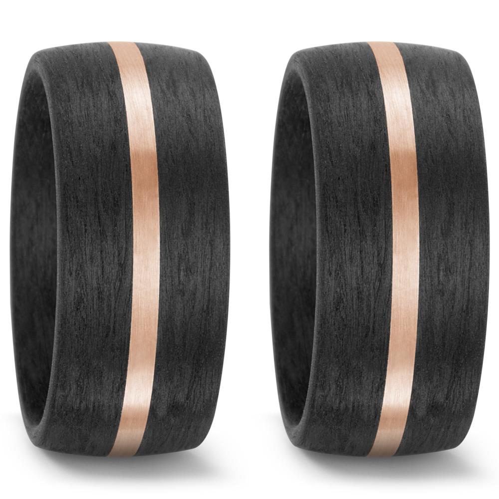 Partnerring 585/14 krt roségoud, Carbon