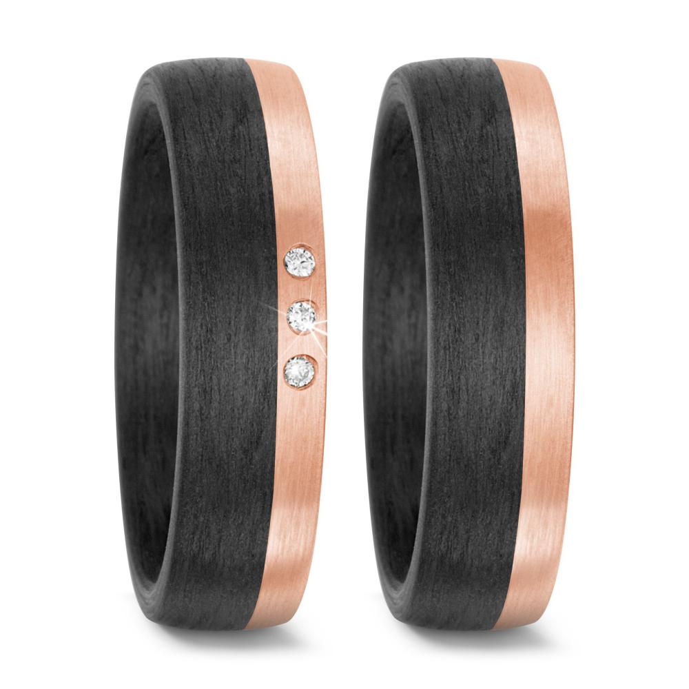 Partnerring 585/14K roségoud, Carbon