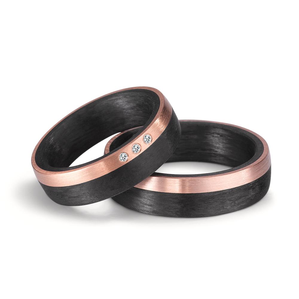 Partnerring 585/14K roségoud, Carbon