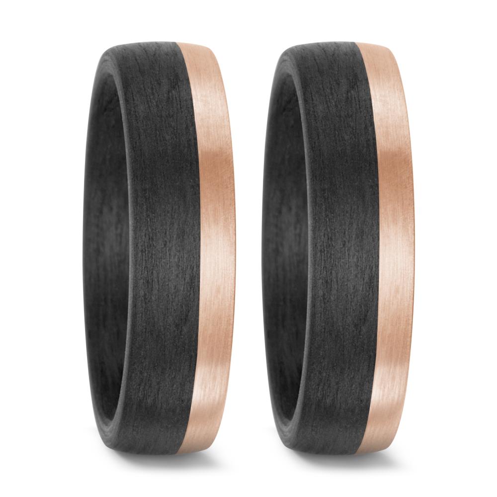 Partnerring 585/14K roségoud, Carbon